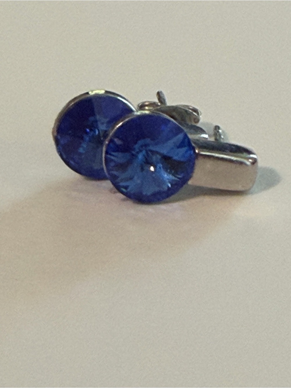 Swarovski Royal Blue Crystal Earrings in Silver Tone